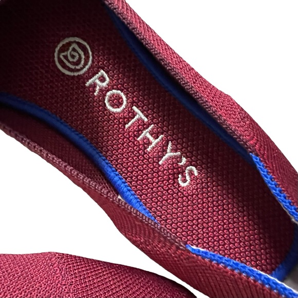 New Retired Rothy’s The Loafer Garnet Red Reflective Stripe Flats Round Toe - Picture 4 of 11